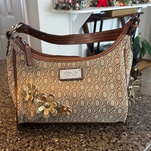 XOXO Tan and Gold Floral Shoulder Bag Like New!
